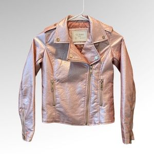 Girls Pink Moto Jacket Size 8